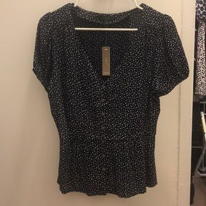 J. Crew button star printed v-neck blouse